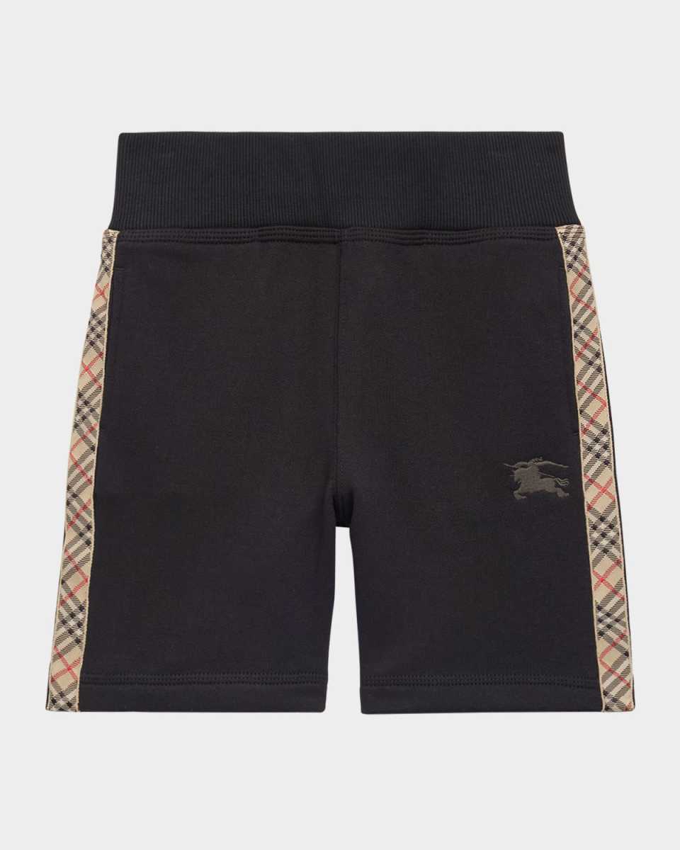 Boy's Benny Check Tape Jog Shorts, Size 3-14